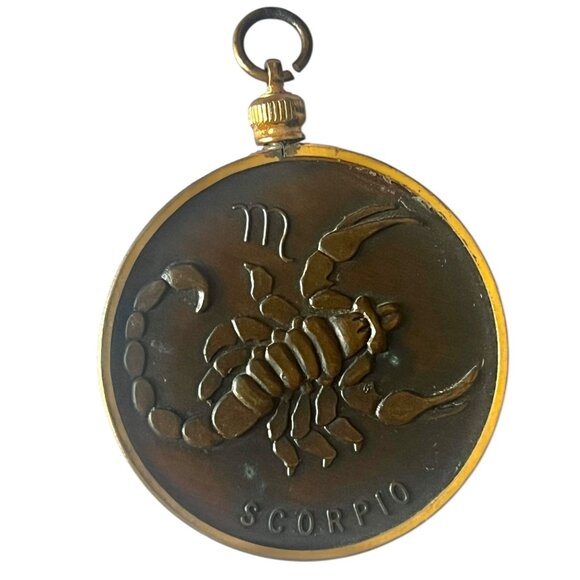 Vintage Scorpio Zodiac Pendant Brass & Copper - Picture 4 of 5